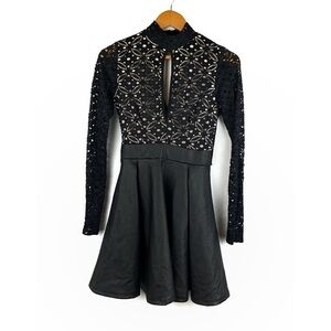 Privy lace and faux leather dress